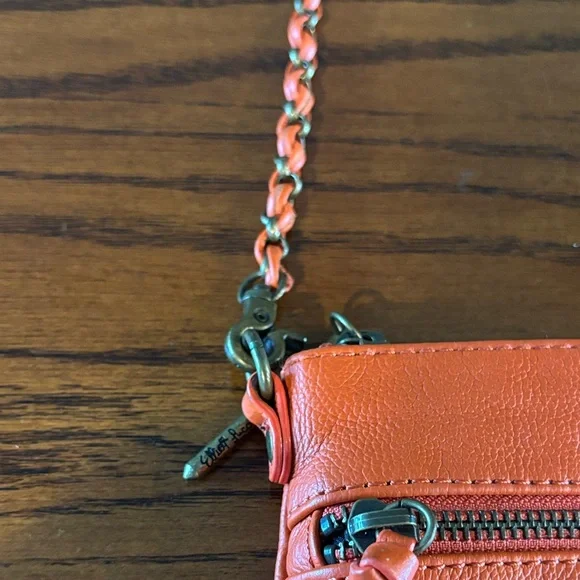 Elliott Lucca Women's Orange Vegan Leather Crossbody Purse - Picture 3 of 12